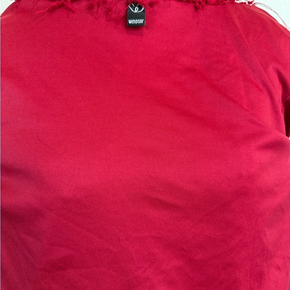 Windsor Red Shaggy Faux Fur Cropped Jacket Size S | Statement Party Y2K Glam - Picture 7 of 7